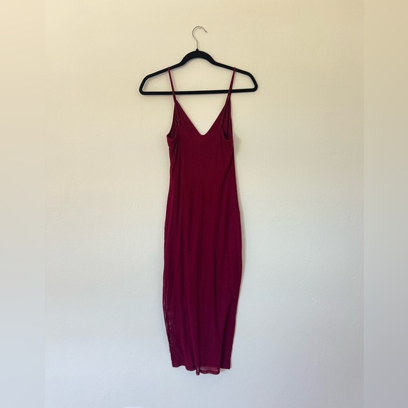 Express Maroon Ribbed Bodycon Midi Dress - Picture 5 of 6